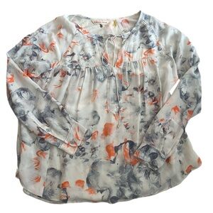 Rebecca Taylor Misty Garden Printed Blouse Size 6/Small‎ 100% Silk Feminine
